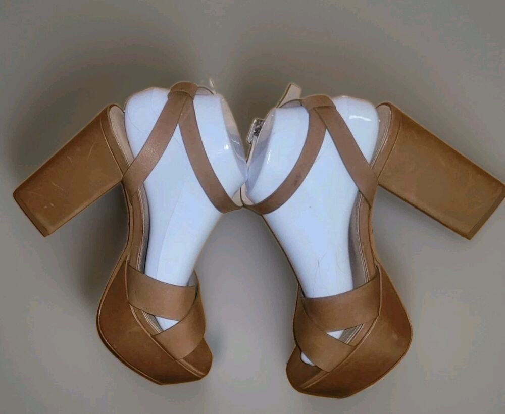 Schutz Keefa Platform Sandals,Honey Beige, Sz 8.5